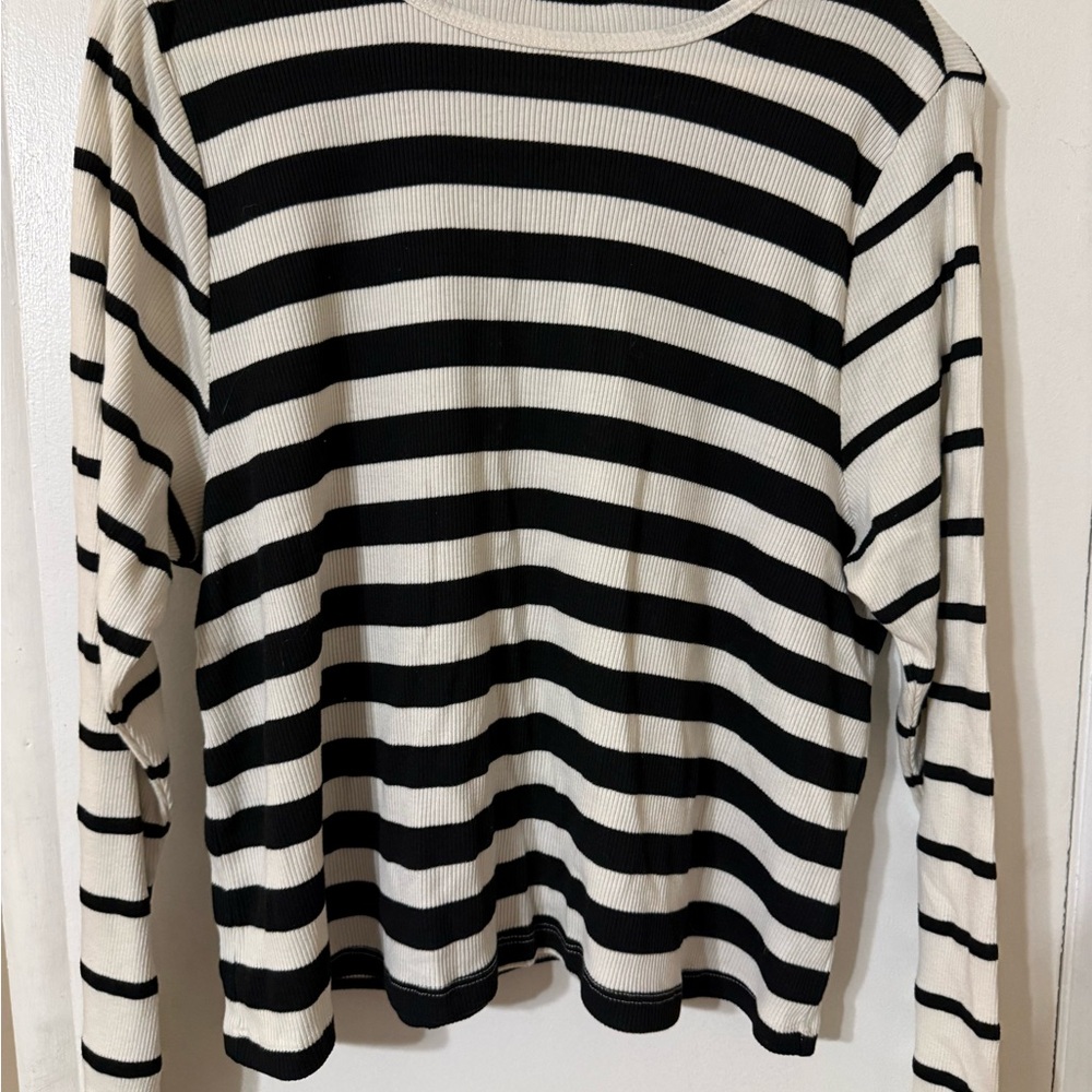 T.La Anthropologie Monochrome Striped Top